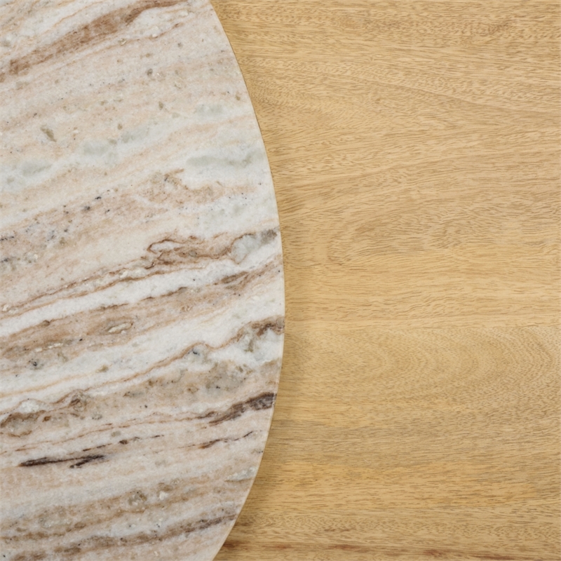 Safavieh Feliciabeth Marble and Wood Coffee Table in Natural / Light Brown