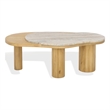 Safavieh Feliciabeth Marble and Wood Coffee Table in Natural / Light Brown