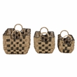 Safavieh Fillip Set Of 3 Seagrass and Metal Baskets in Natural / Brown