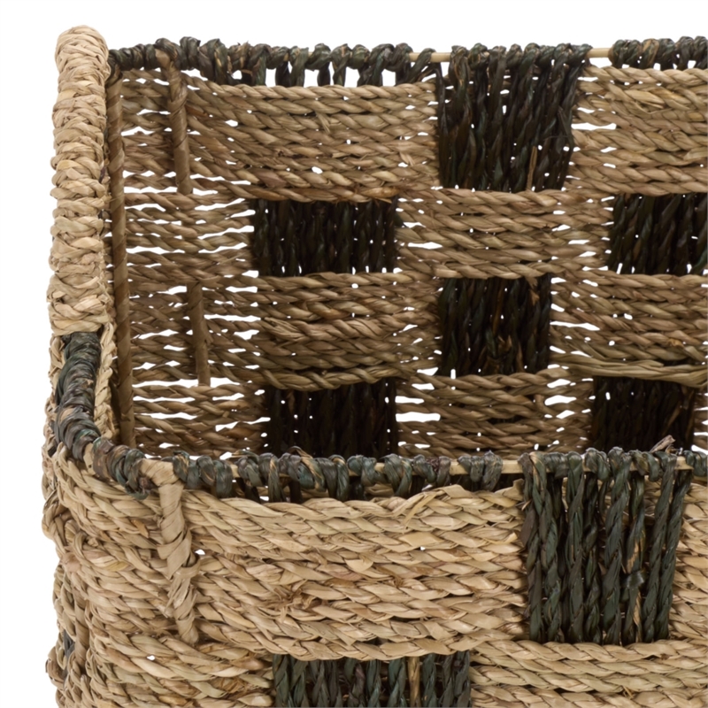 Safavieh Fillip Set Of 3 Seagrass and Metal Baskets in Natural / Brown