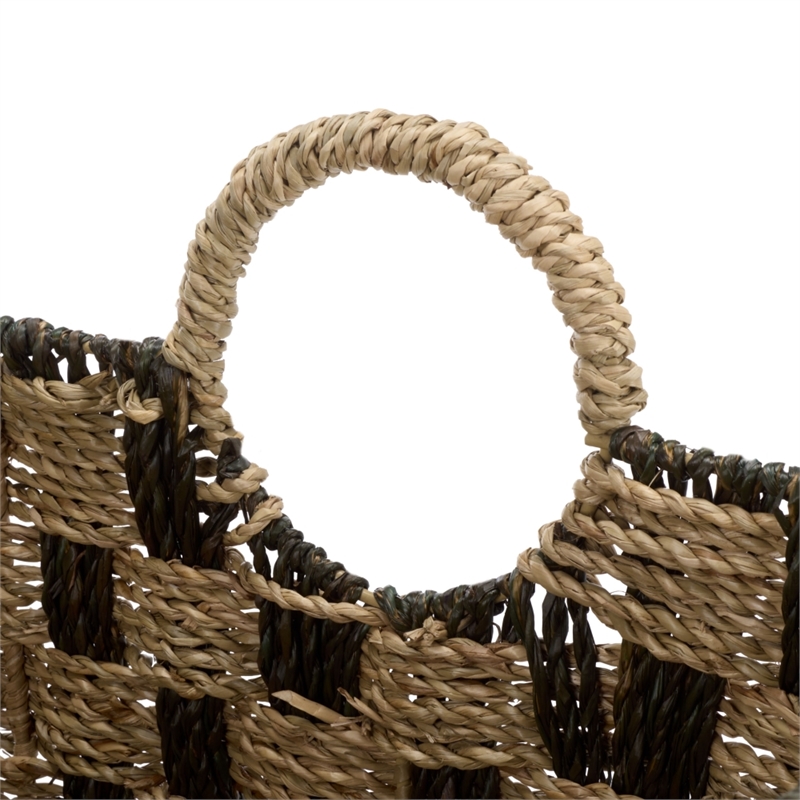 Safavieh Fillip Set Of 3 Seagrass and Metal Baskets in Natural / Brown