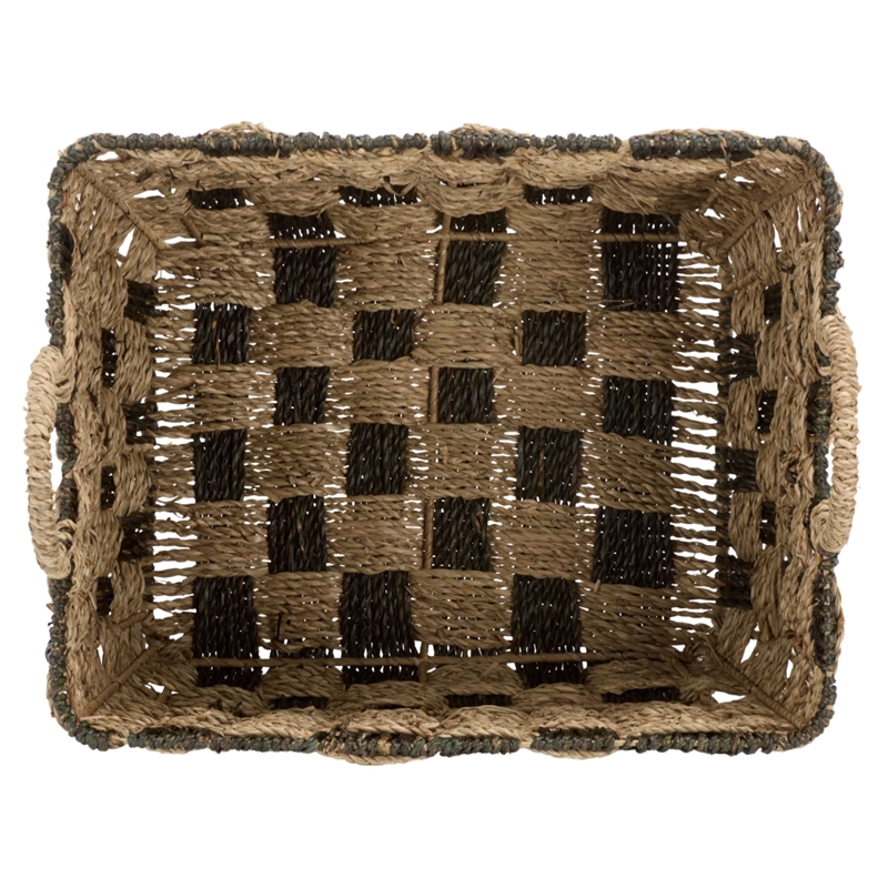 Safavieh Fillip Set Of 3 Seagrass and Metal Baskets in Natural / Brown