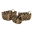 Safavieh Fillip Set Of 3 Seagrass and Metal Baskets in Natural / Brown