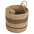 Safavieh Beris Set Of 3 Seagrass Baskets  in Natural / Black