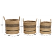 Safavieh Beris Set Of 3 Seagrass Baskets  in Natural / Black