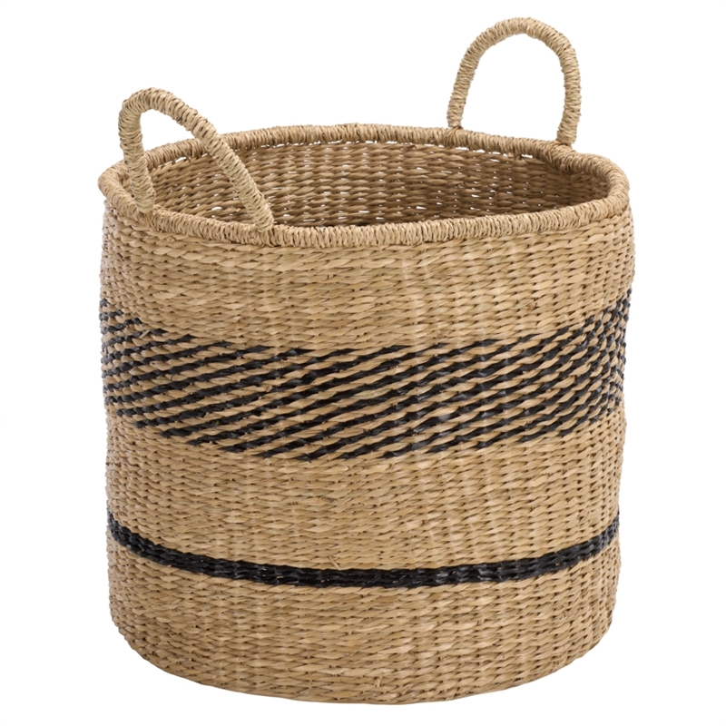 Safavieh Beris Set Of 3 Seagrass Baskets  in Natural / Black