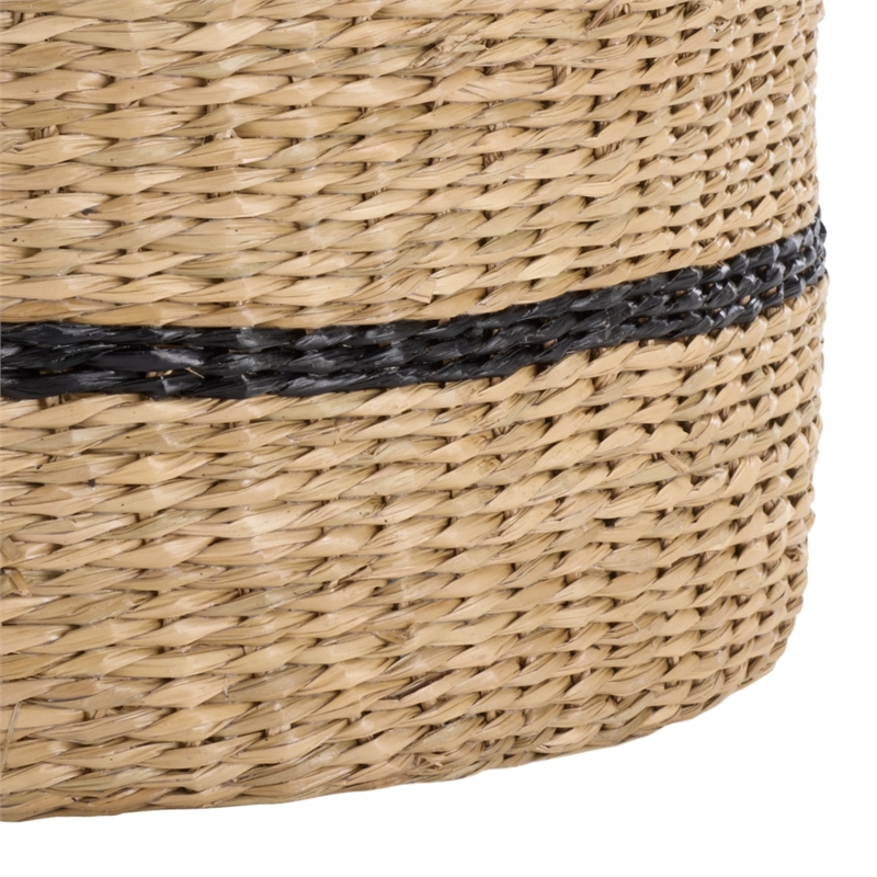 Safavieh Beris Set Of 3 Seagrass Baskets  in Natural / Black