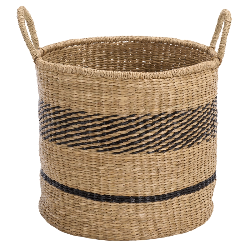Safavieh Beris Set Of 3 Seagrass Baskets  in Natural / Black