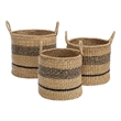 Safavieh Beris Set Of 3 Seagrass Baskets  in Natural / Black