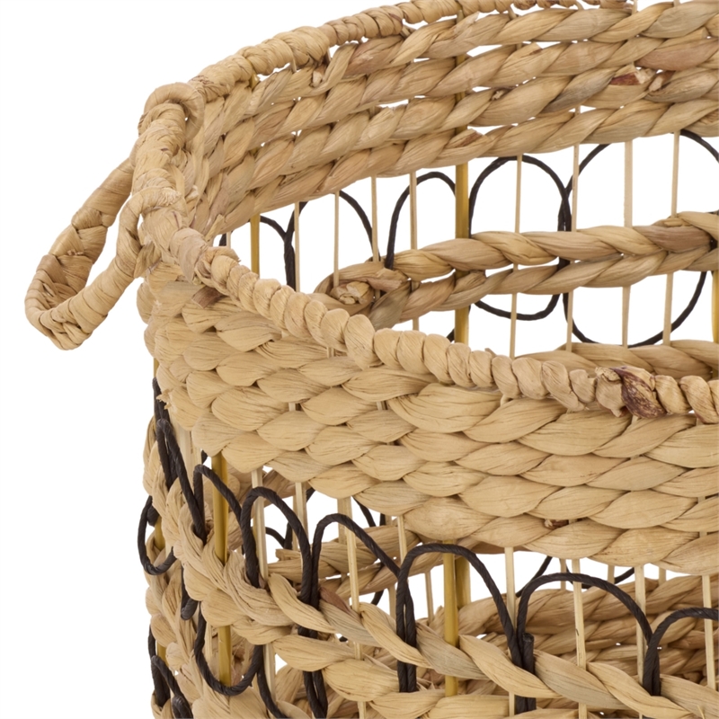 Safavieh Pitof Set Of 3 Metal Baskets  in Natural / Black