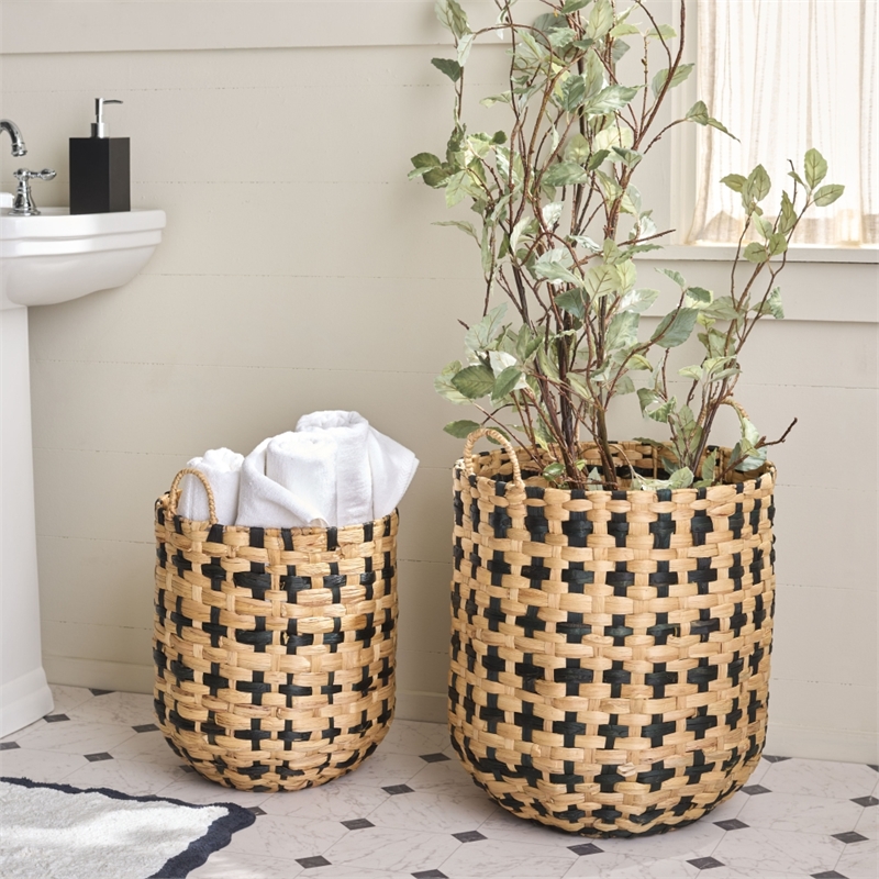 Safavieh Richy Set Of 2 Metal Baskets in Natural / Black