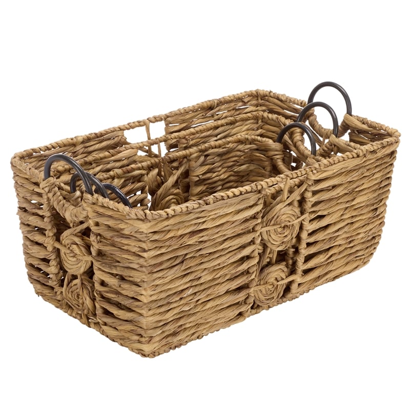 Safavieh Dirk Set Of 3 Metal Baskets in Natural