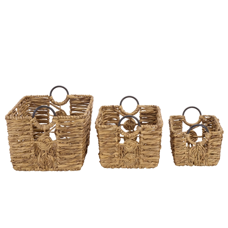 Safavieh Dirk Set Of 3 Metal Baskets in Natural