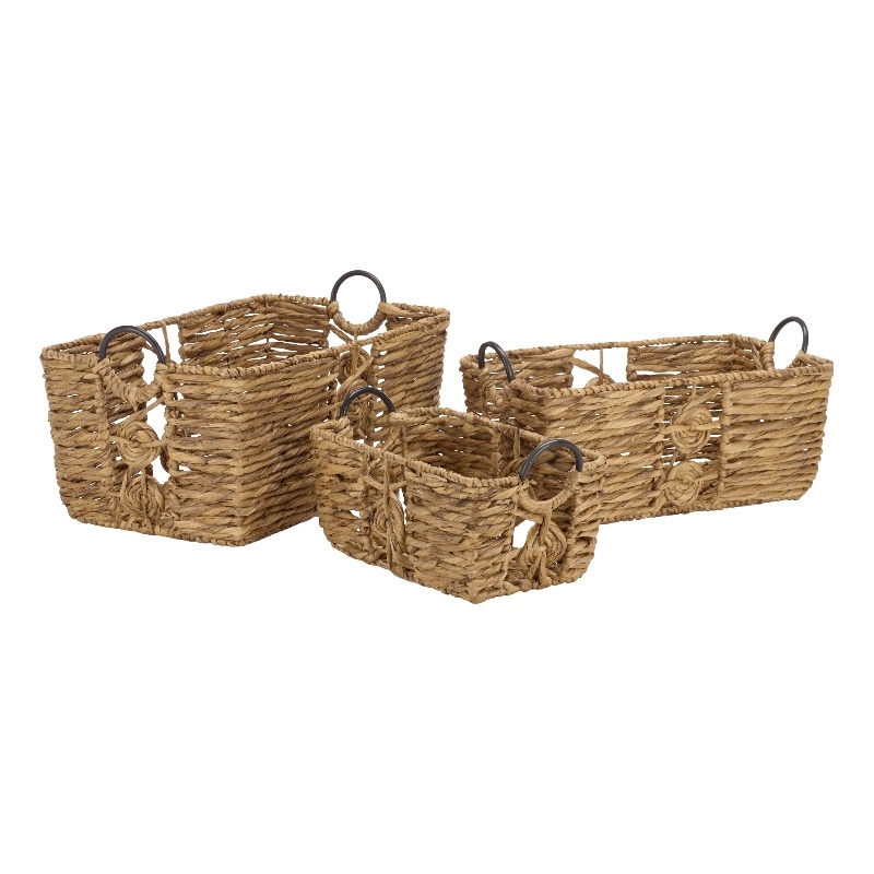 Safavieh Dirk Set Of 3 Metal Baskets in Natural