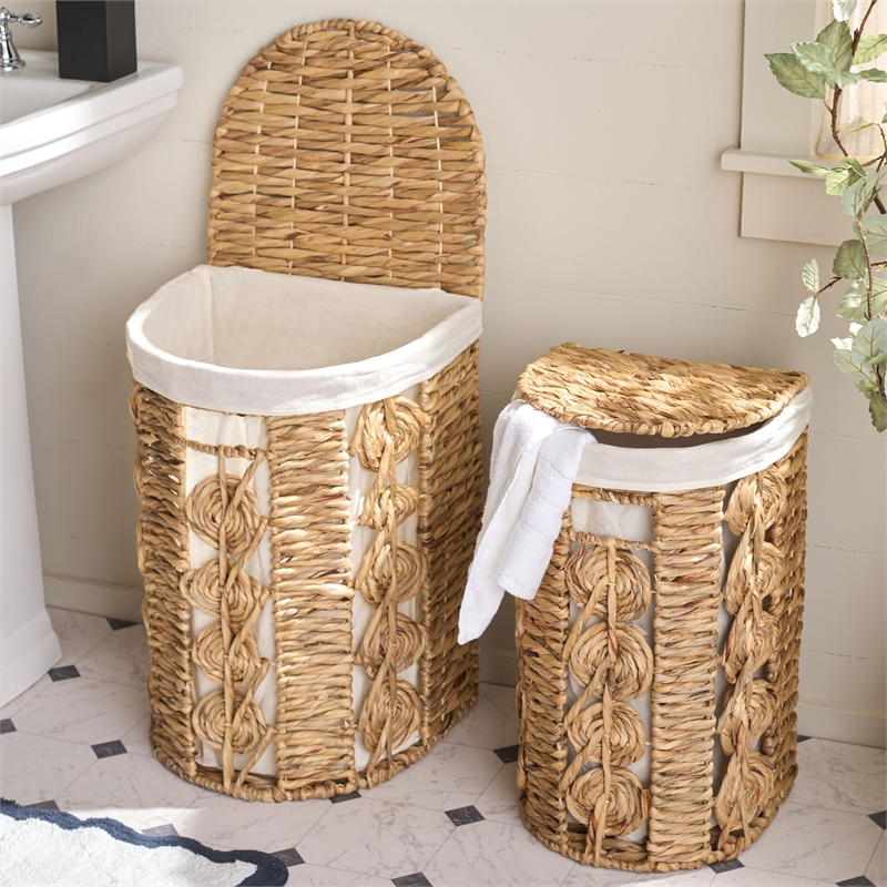 Safavieh Novik Set Of 2 Metal and Linen Baskets in Natural