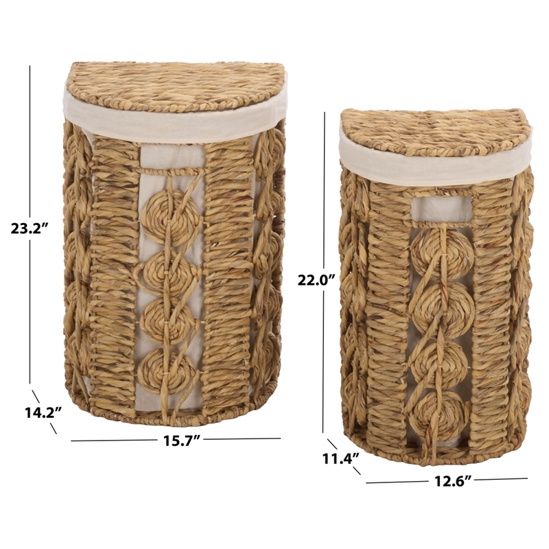 Safavieh Novik Set Of 2 Metal and Linen Baskets in Natural