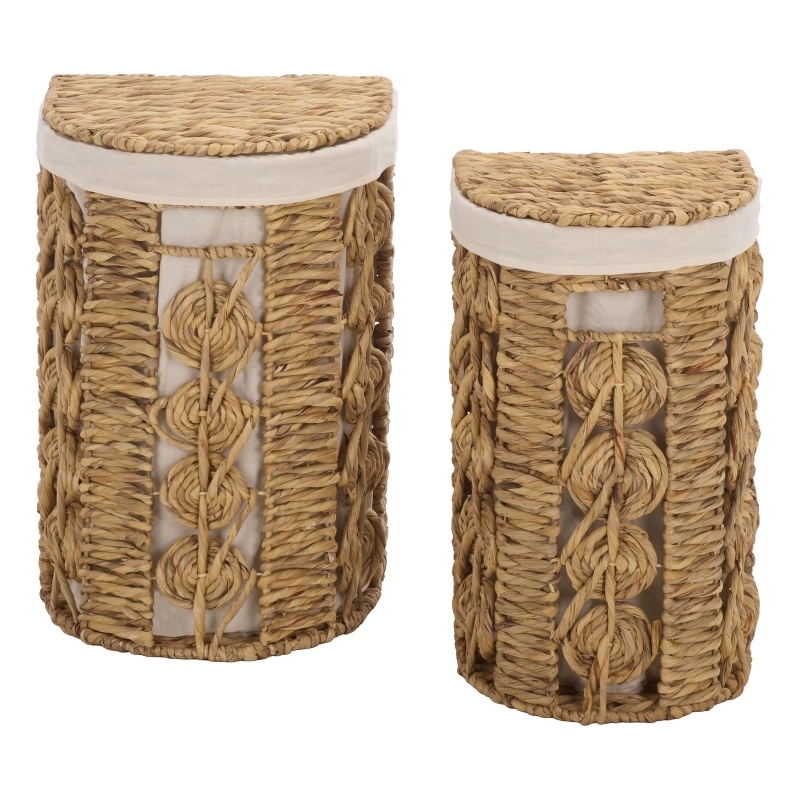 Safavieh Novik Set Of 2 Metal and Linen Baskets in Natural