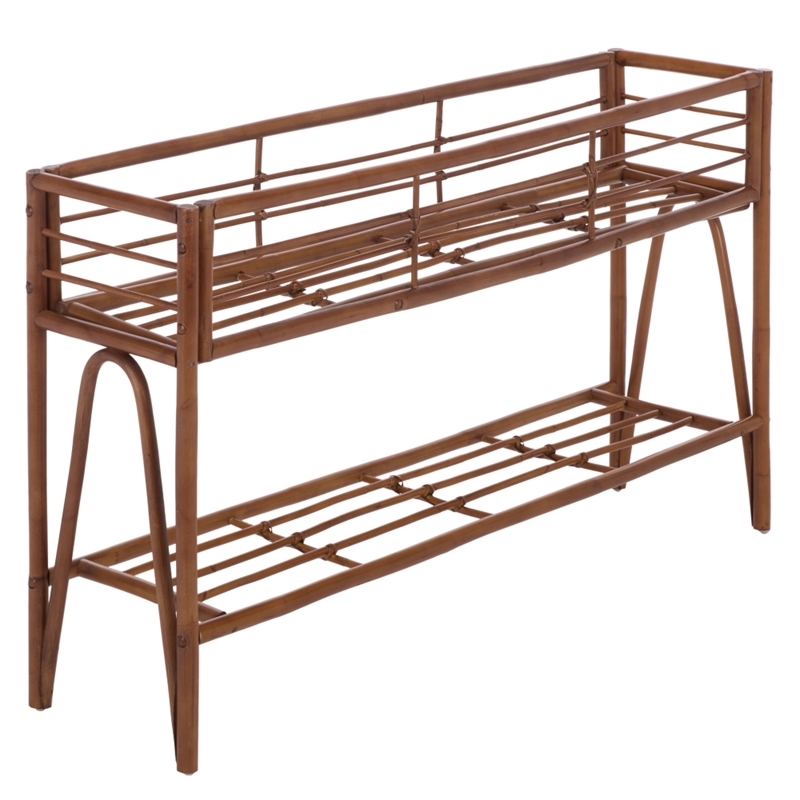 Safavieh Julep Large Wood Plant Stand Console in Natural / Brown