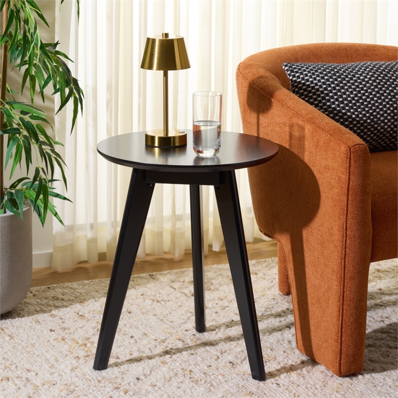 Safavieh Bahaus Round Wood Accent Table in Black