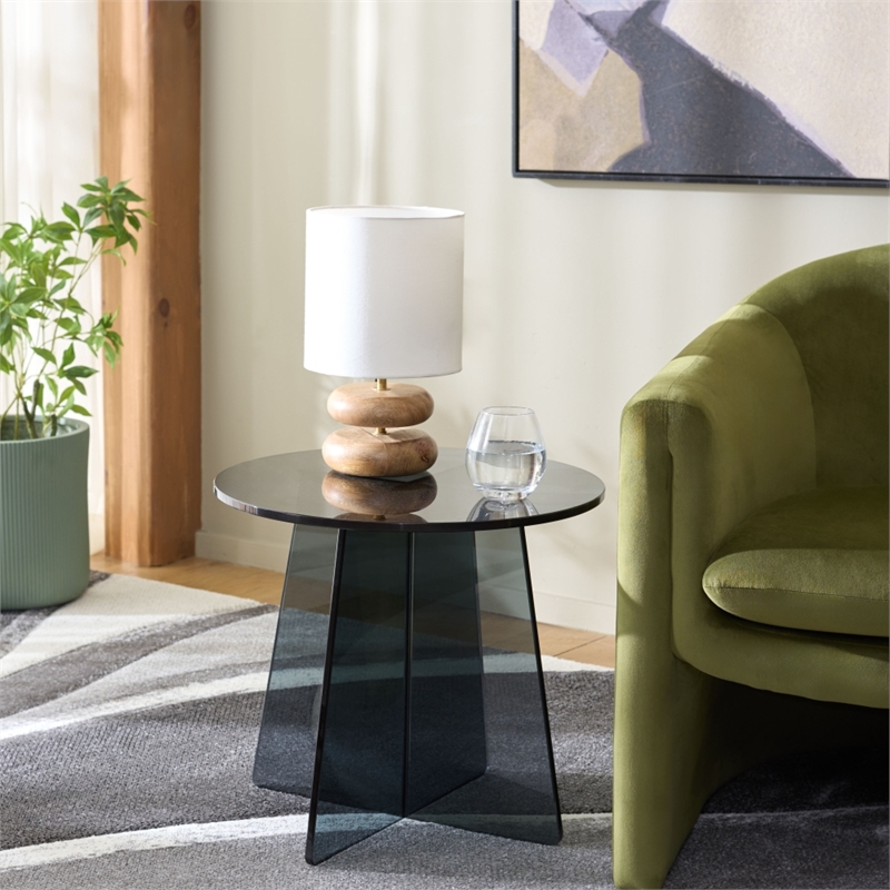 Safavieh Latika Tinted Glass Accent Table in Gray