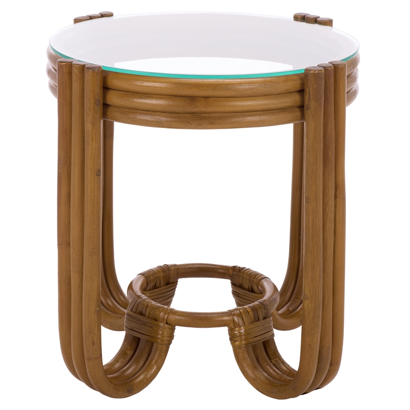 Safavieh Bilian Round Rattan Accent Table in Brown