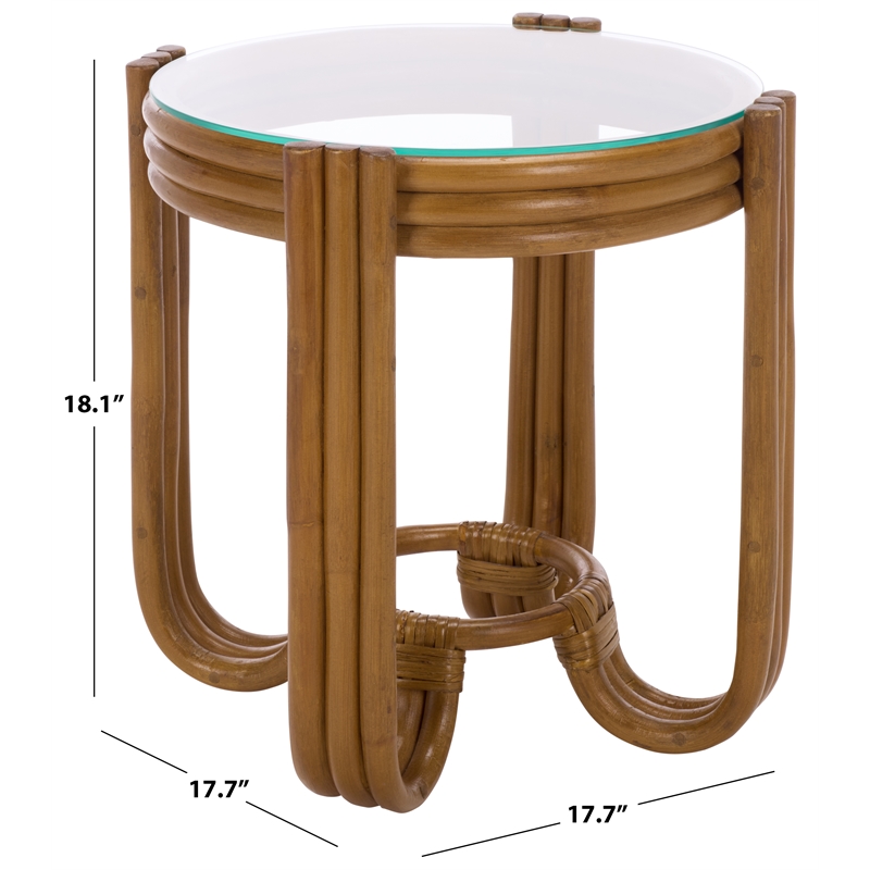Safavieh Bilian Round Rattan Accent Table in Brown