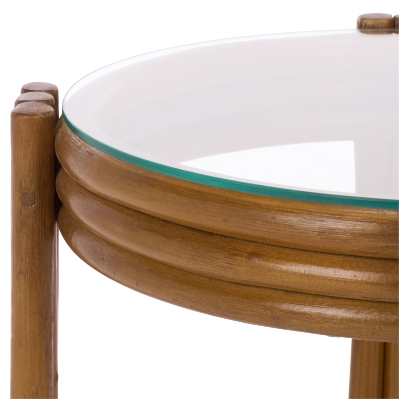 Safavieh Bilian Round Rattan Accent Table in Brown