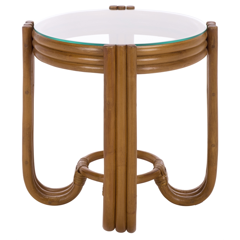 Safavieh Bilian Round Rattan Accent Table in Brown