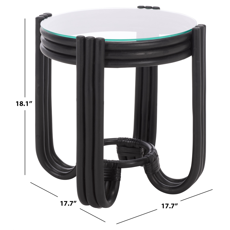 Safavieh Bilian Round Rattan Accent Table in Black