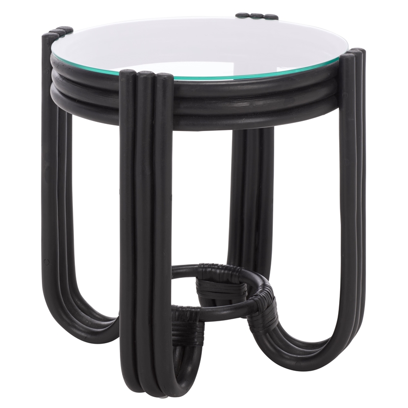 Safavieh Bilian Round Rattan Accent Table in Black