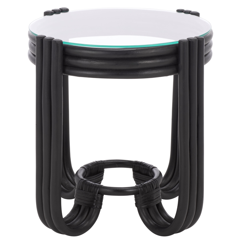 Safavieh Bilian Round Rattan Accent Table in Black