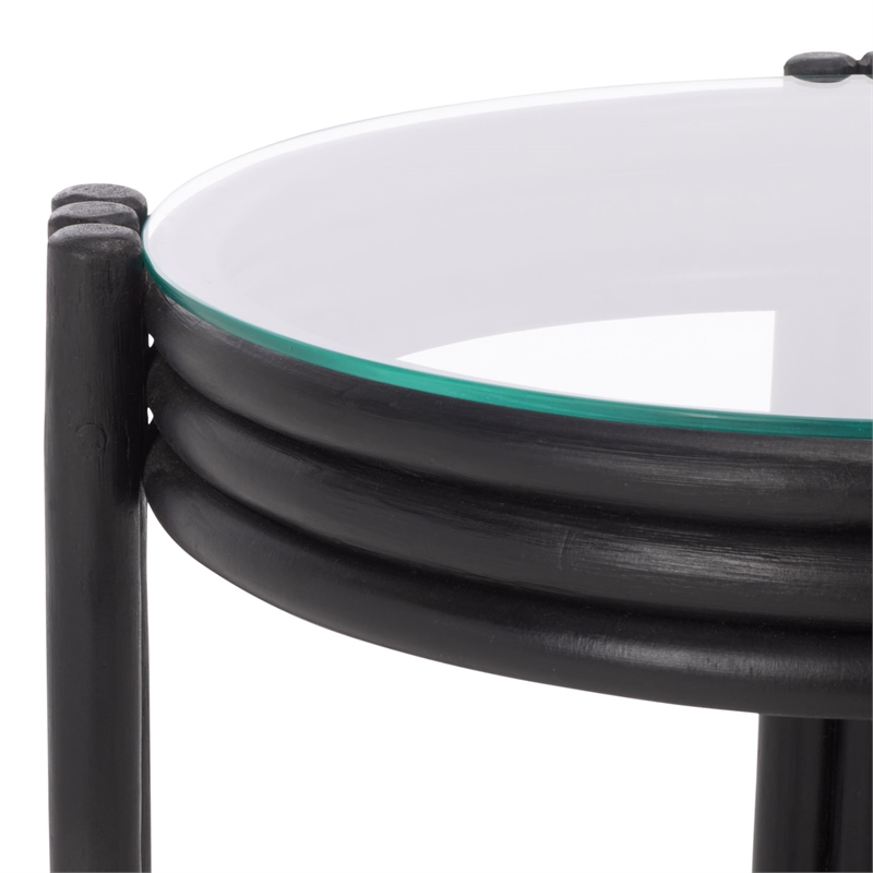 Safavieh Bilian Round Rattan Accent Table in Black