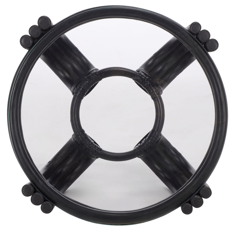 Safavieh Bilian Round Rattan Accent Table in Black