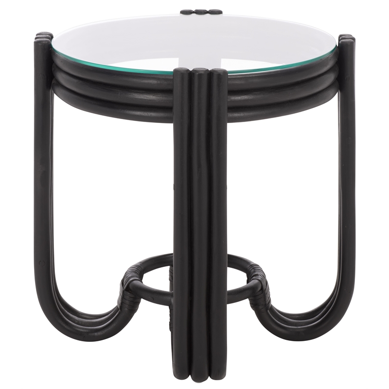 Safavieh Bilian Round Rattan Accent Table in Black