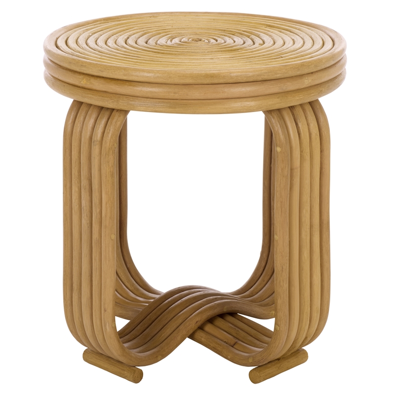 Safavieh Asleesh Round Rattan Accent Table in Natural