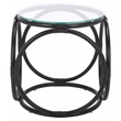 Safavieh Alesha Round Rattan Accent Table in Black / Glass