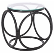 Safavieh Alesha Round Rattan Accent Table in Black / Glass