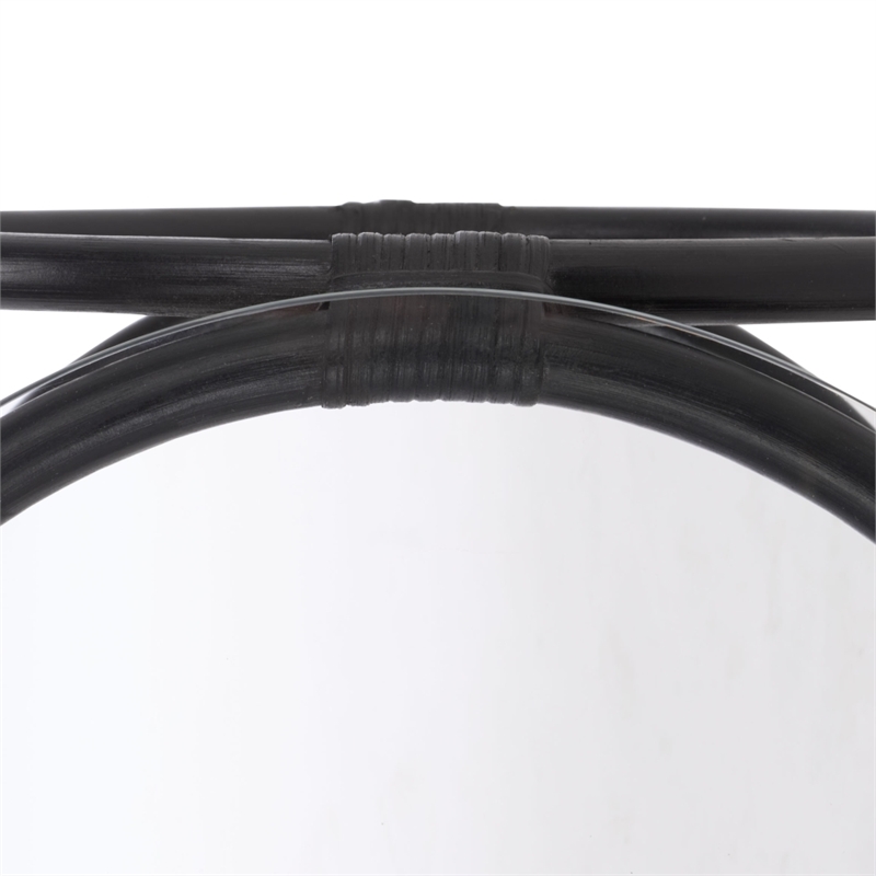 Safavieh Alesha Round Rattan Accent Table in Black / Glass