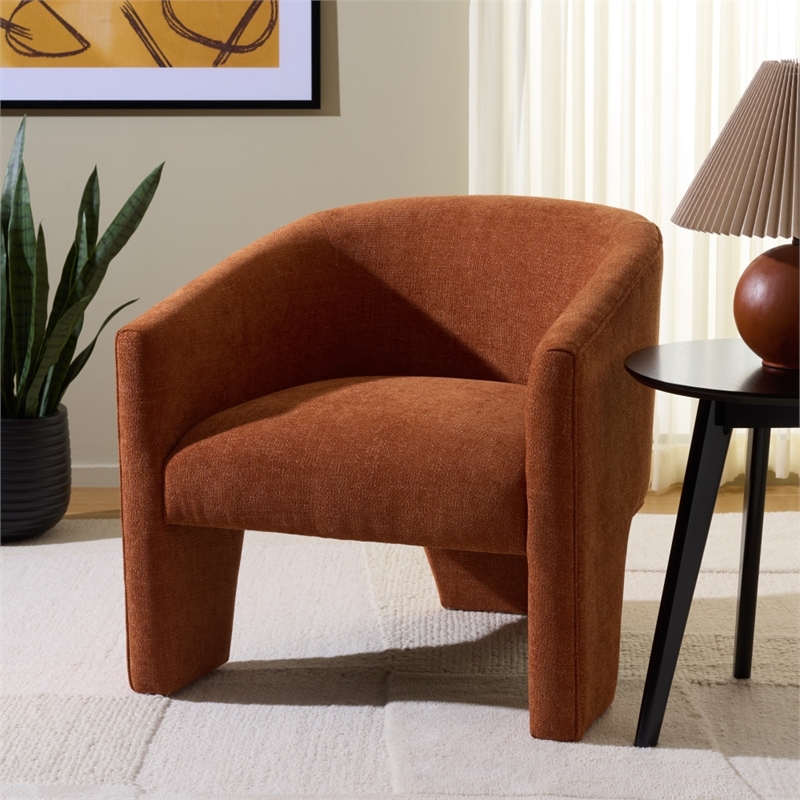 Safavieh Lahela Wood Accent Chair in Terracotta