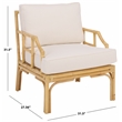 Safavieh Kazumi Rattan / Fabric Accent Chair w/ Cushion in White / Natural