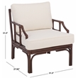 Safavieh Kazumi Rattan / Fabric Accent Chair w/ Cushion in White / Chocolate