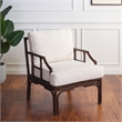 Safavieh Kazumi Rattan / Fabric Accent Chair w/ Cushion in White / Chocolate