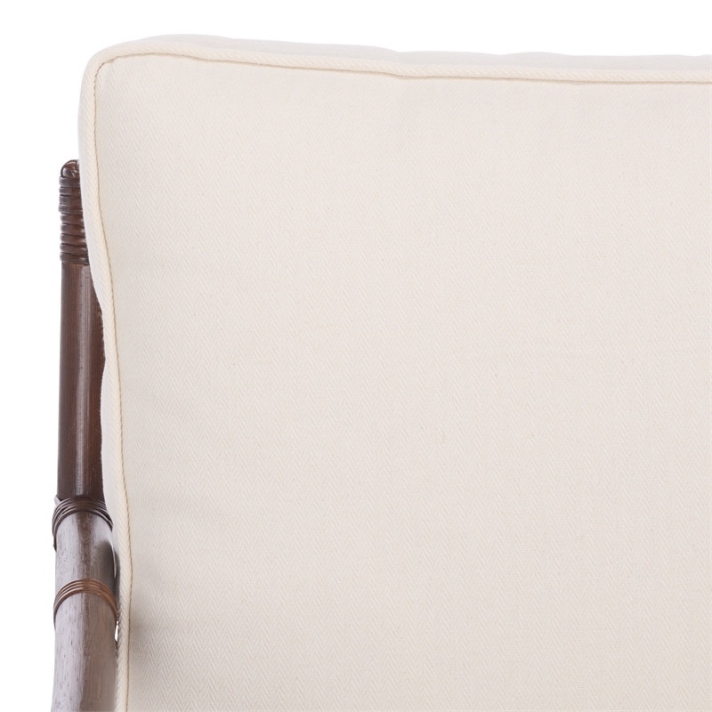 Safavieh Kazumi Rattan / Fabric Accent Chair w/ Cushion in White / Chocolate