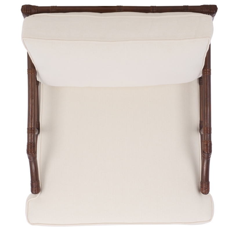 Safavieh Kazumi Rattan / Fabric Accent Chair w/ Cushion in White / Chocolate