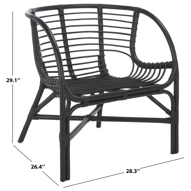 Safavieh Valeriya Woven Rattan Arm Chair in Black