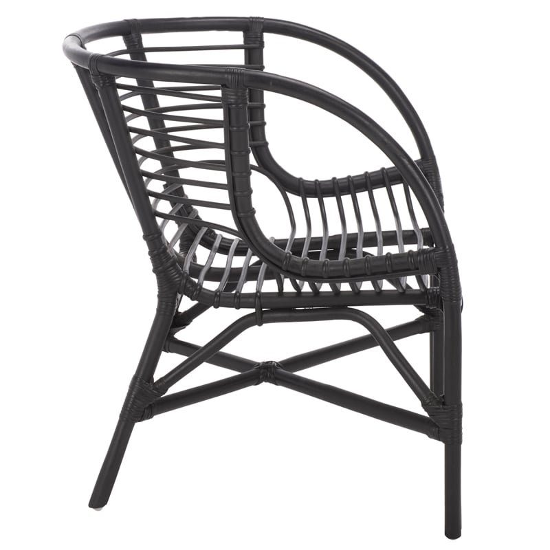 Safavieh Valeriya Woven Rattan Arm Chair in Black