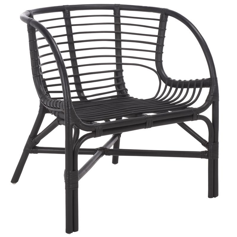 Safavieh Valeriya Woven Rattan Arm Chair in Black