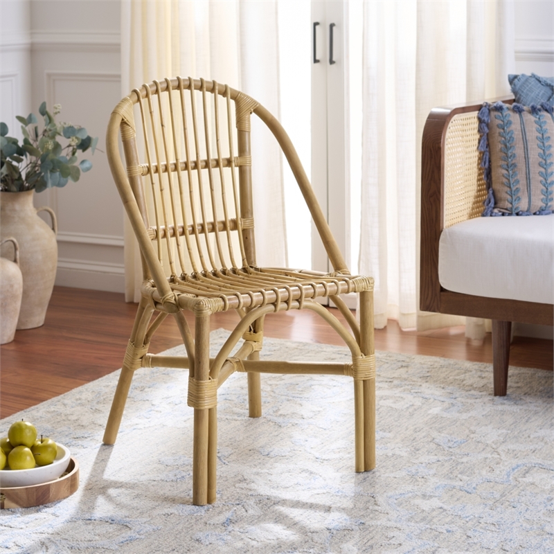 Safavieh Oksana Woven Rattan Arm Chair in Natural