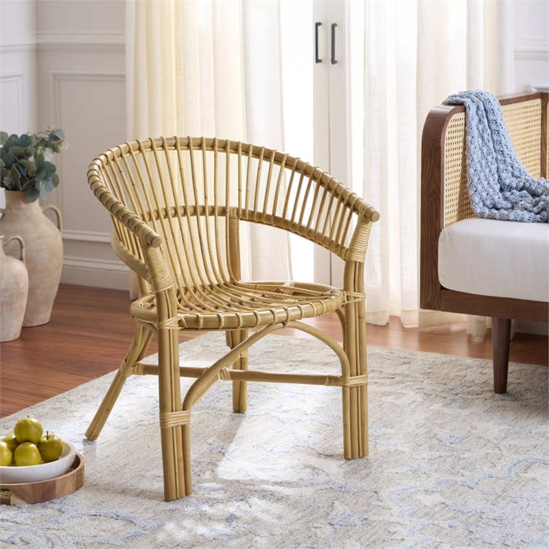 Safavieh Varvara Woven Rattan Arm Chair in Natural