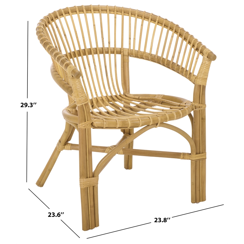 Safavieh Varvara Woven Rattan Arm Chair in Natural